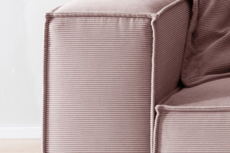 KAWOLA Sofa CARMO 3-Sitzer Feincord rosa