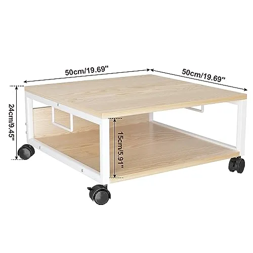 IBUYKE 2 Tier Desktop Drucker Stand Cart,Drucker Tisch mit Rädern,Schreibtisch Heavy Duty Rolltisch mit Aufbewahrungsordnern,für Bücher, Faxmaschine, Scanner, Home Office TLJ008R