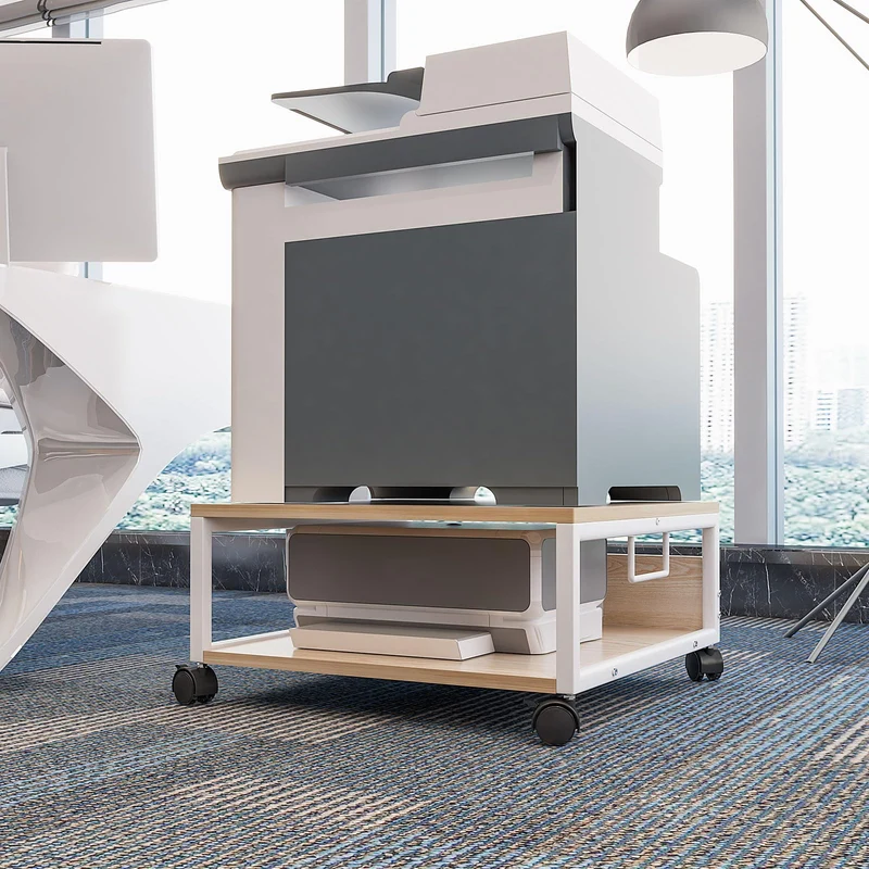 IBUYKE 2 Tier Desktop Drucker Stand Cart,Drucker Tisch mit Rädern,Schreibtisch Heavy Duty Rolltisch mit Aufbewahrungsordnern,für Bücher, Faxmaschine, Scanner, Home Office TLJ008R