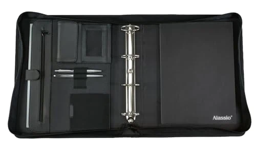 ALASSIO 30025 Tagungsmappe A4 Arezzo, Ringbuchmappe 36 × 30 × 6 cm, Schwarz