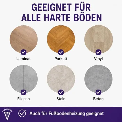 Marvelux Bodenschutzmatte Bürostuhl für Hartböden, Polycarbonat 116 x 200cm