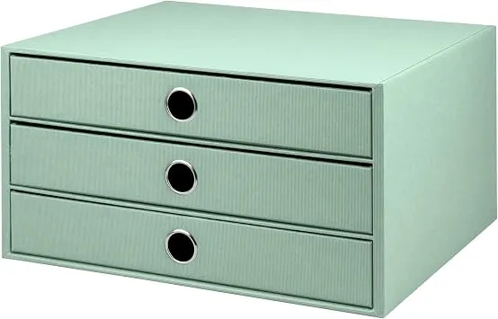 Rössler SOHO 3er Schubladenbox A4 aus Papier | Büro Organizer Schreibtisch| Schubladen Organizer Büro Zubehör & Bürobedarf | Schreibtisch Organizer Box | 34 x 25 x 19 cm | 1 Stück | Farbe: Mint