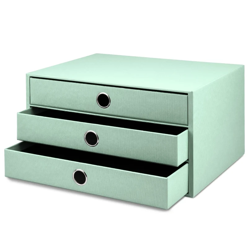Rössler SOHO 3er Schubladenbox A4 aus Papier | Büro Organizer Schreibtisch| Schubladen Organizer Büro Zubehör & Bürobedarf | Schreibtisch Organizer Box | 34 x 25 x 19 cm | 1 Stück | Farbe: Mint