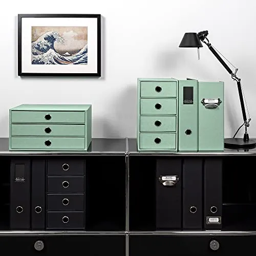 Rössler SOHO 3er Schubladenbox A4 aus Papier | Büro Organizer Schreibtisch| Schubladen Organizer Büro Zubehör & Bürobedarf | Schreibtisch Organizer Box | 34 x 25 x 19 cm | 1 Stück | Farbe: Mint