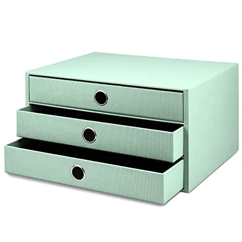 Rössler SOHO 3er Schubladenbox A4 aus Papier | Büro Organizer Schreibtisch| Schubladen Organizer Büro Zubehör & Bürobedarf | Schreibtisch Organizer Box | 34 x 25 x 19 cm | 1 Stück | Farbe: Mint