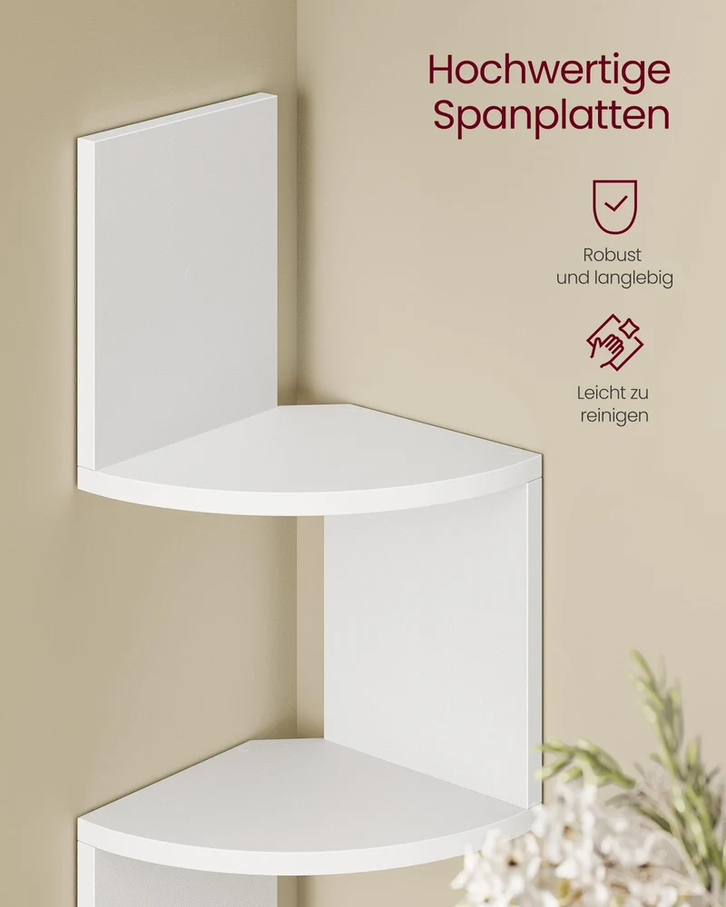 VASAGLE Eckregal mit LED-Beleuchtung, Wandregal 5 Ebenen