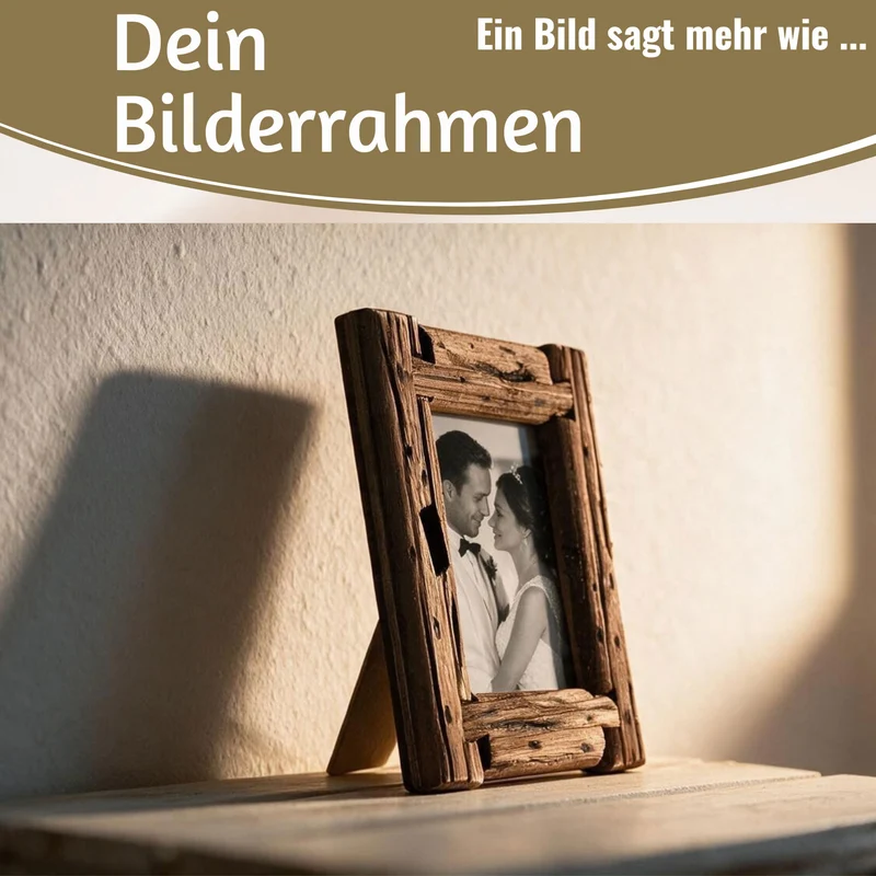Vintage Holz Bilderrahmen 10x15cm Delhi Rustikal Aufsteller Fotorahmen