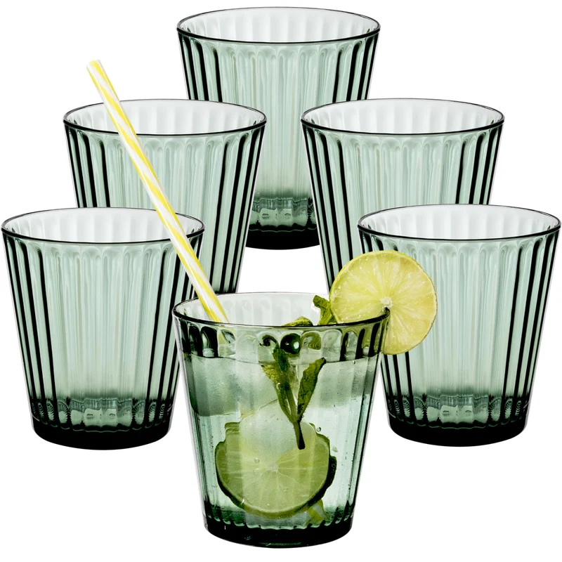 6 x Campingglas aus Acryl 360ml bunt - Trinkglas Acrylglas Wasserglas Kunststoff Camping Garten Echtglasoptik Picknick Becher Kinder Senioren Longdrink Coktail