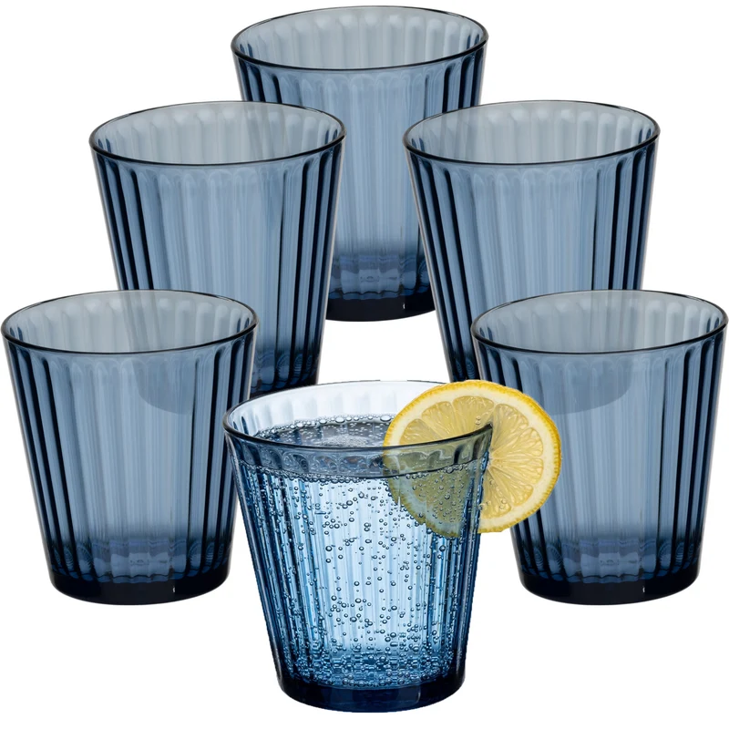 6 x Campingglas aus Acryl 360ml bunt - Trinkglas Acrylglas Wasserglas Kunststoff Camping Garten Echtglasoptik Picknick Becher Kinder Senioren Longdrink Coktail