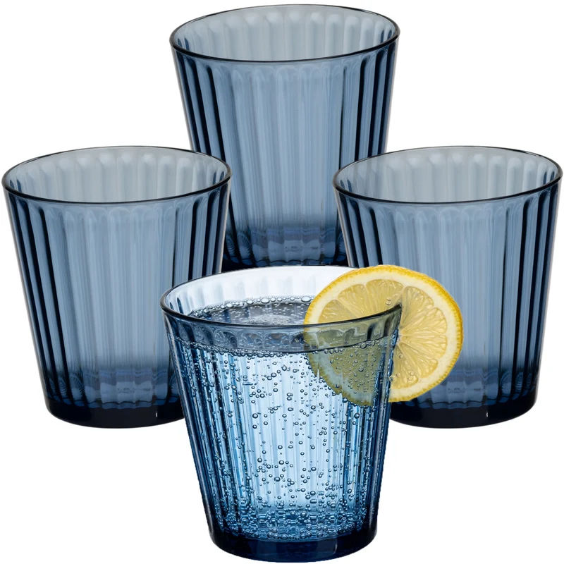 4 x Campingglas aus Acryl 360ml bunt - Trinkglas Acrylglas Wasserglas Kunststoff Camping Garten Echtglasoptik Picknick Becher Kinder Senioren Longdrink Coktail