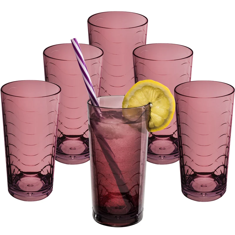 Campingglas aus Acryl 260ml - 6 Personen - Trinkglas Acrylglas Wasserglas Kunststoff Camping Garten Echtglasoptik Picknick Becher Kinder Senioren Longdrink Coktail