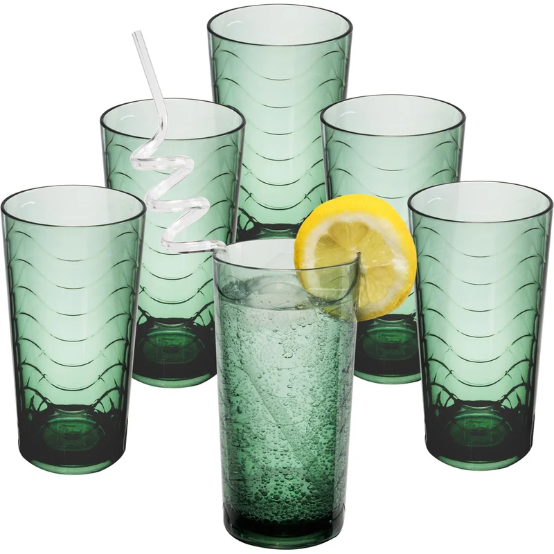 Campingglas aus Acryl 260ml - 6 Personen - Trinkglas Acrylglas Wasserglas Kunststoff Camping Garten Echtglasoptik Picknick Becher Kinder Senioren Longdrink Coktail