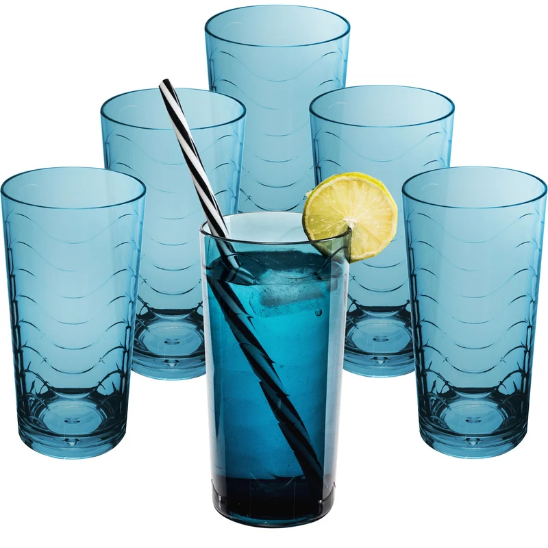 Campingglas aus Acryl 260ml - 6 Personen - Trinkglas Acrylglas Wasserglas Kunststoff Camping Garten Echtglasoptik Picknick Becher Kinder Senioren Longdrink Coktail