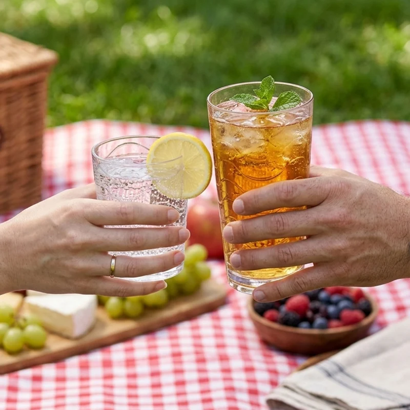 Campingglas aus Acryl 260ml - 4 Personen - Trinkglas Acrylglas Wasserglas Kunststoff Camping Garten Echtglasoptik Picknick Becher Kinder Senioren Longdrink Coktail