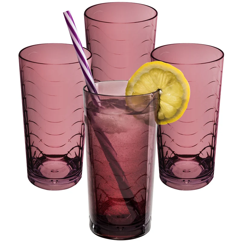 Campingglas aus Acryl 260ml - 4 Personen - Trinkglas Acrylglas Wasserglas Kunststoff Camping Garten Echtglasoptik Picknick Becher Kinder Senioren Longdrink Coktail