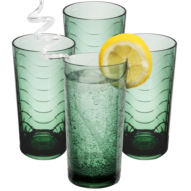 Campingglas aus Acryl 260ml - 4 Personen - Trinkglas Acrylglas Wasserglas Kunststoff Camping Garten Echtglasoptik Picknick Becher Kinder Senioren Longdrink Coktail