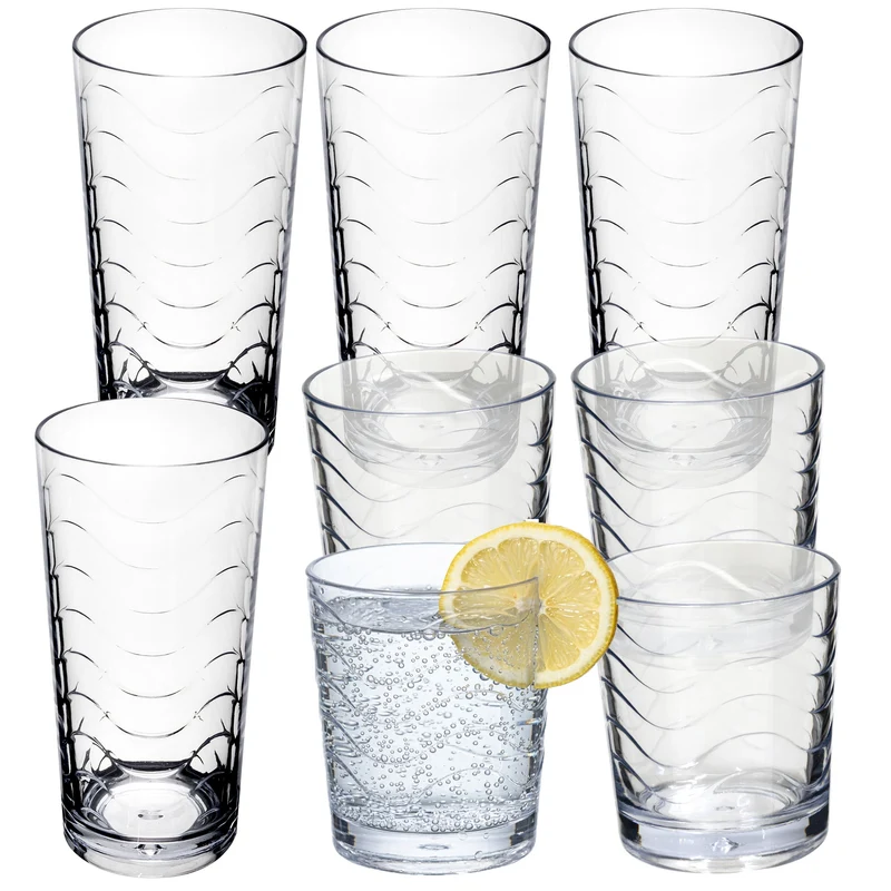Campingglas aus Acryl 260ml - 4 Personen - Trinkglas Acrylglas Wasserglas Kunststoff Camping Garten Echtglasoptik Picknick Becher Kinder Senioren Longdrink Coktail