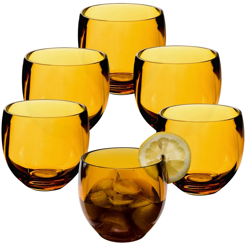 6x Campingglas aus Acryl 400ml - Weinglas ohne Stiel Acrylglas Wasserglas Kunststoff Camping Garten Echtglasoptik Picknick Becher Kinder Senioren Longdrink Coktail