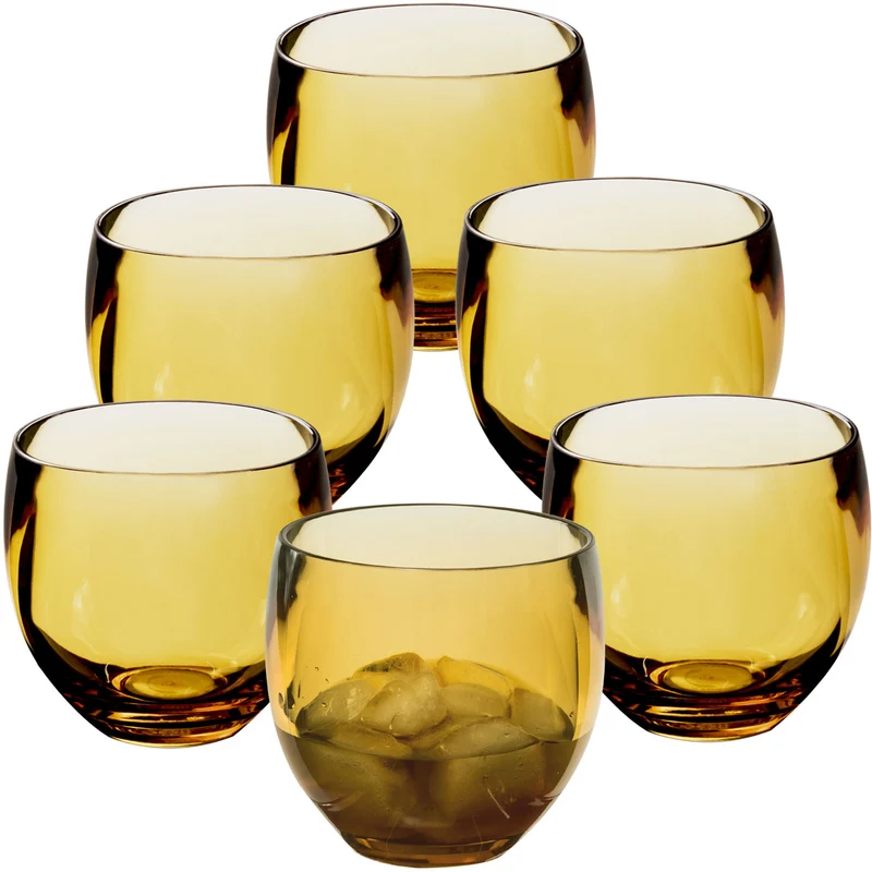 6x Campingglas aus Acryl 400ml - Weinglas ohne Stiel Acrylglas Wasserglas Kunststoff Camping Garten Echtglasoptik Picknick Becher Kinder Senioren Longdrink Coktail