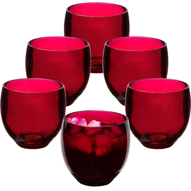 6x Campingglas aus Acryl 400ml - Weinglas ohne Stiel Acrylglas Wasserglas Kunststoff Camping Garten Echtglasoptik Picknick Becher Kinder Senioren Longdrink Coktail