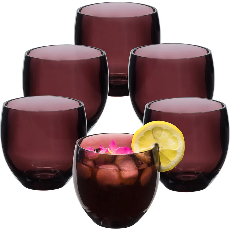 6x Campingglas aus Acryl 400ml - Weinglas ohne Stiel Acrylglas Wasserglas Kunststoff Camping Garten Echtglasoptik Picknick Becher Kinder Senioren Longdrink Coktail