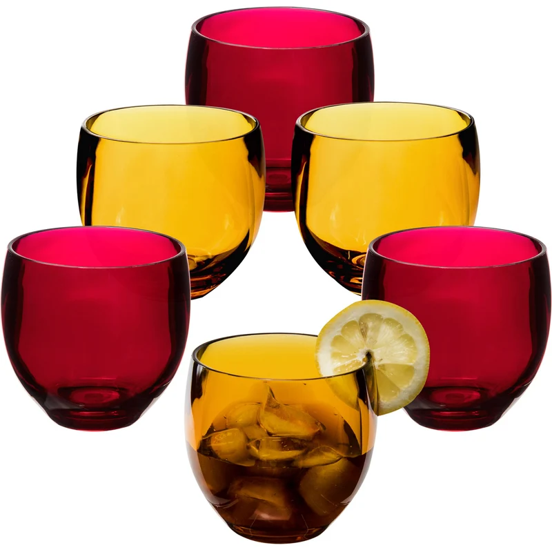 6x Campingglas aus Acryl 400ml - Weinglas ohne Stiel Acrylglas Wasserglas Kunststoff Camping Garten Echtglasoptik Picknick Becher Kinder Senioren Longdrink Coktail