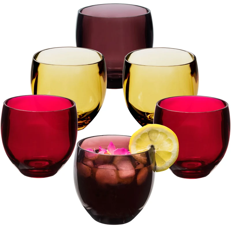 6x Campingglas aus Acryl 400ml - Weinglas ohne Stiel Acrylglas Wasserglas Kunststoff Camping Garten Echtglasoptik Picknick Becher Kinder Senioren Longdrink Coktail