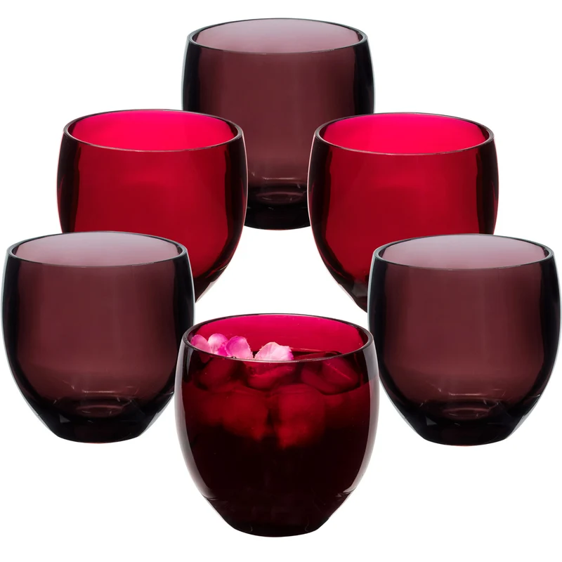 6x Campingglas aus Acryl 400ml - Weinglas ohne Stiel Acrylglas Wasserglas Kunststoff Camping Garten Echtglasoptik Picknick Becher Kinder Senioren Longdrink Coktail