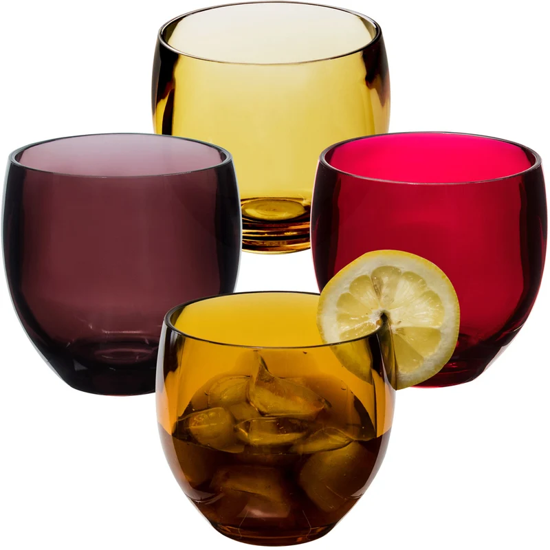 4x Campingglas aus Acryl 400ml - Weinglas ohne Stiel Acrylglas Wasserglas Kunststoff Camping Garten Echtglasoptik Picknick Becher Kinder Senioren Longdrink Coktail