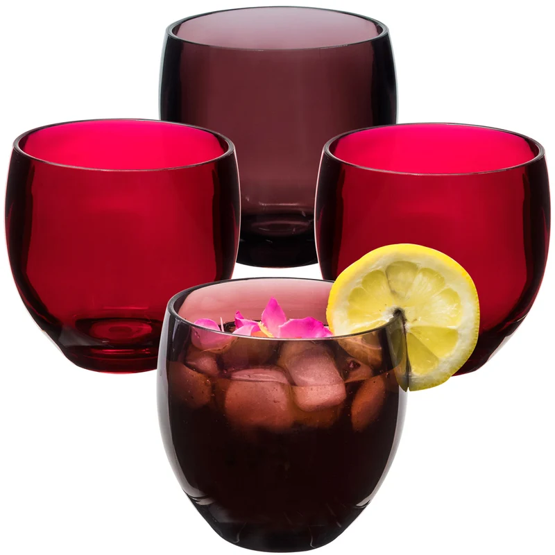 4x Campingglas aus Acryl 400ml - Weinglas ohne Stiel Acrylglas Wasserglas Kunststoff Camping Garten Echtglasoptik Picknick Becher Kinder Senioren Longdrink Coktail