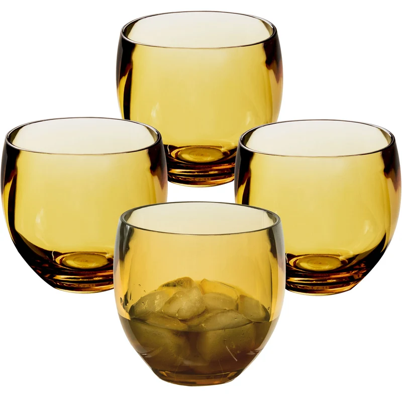 4x Campingglas aus Acryl 400ml - Weinglas ohne Stiel Acrylglas Wasserglas Kunststoff Camping Garten Echtglasoptik Picknick Becher Kinder Senioren Longdrink Coktail