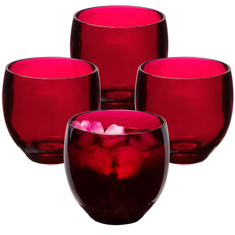 4x Campingglas aus Acryl 400ml - Weinglas ohne Stiel Acrylglas Wasserglas Kunststoff Camping Garten Echtglasoptik Picknick Becher Kinder Senioren Longdrink Coktail