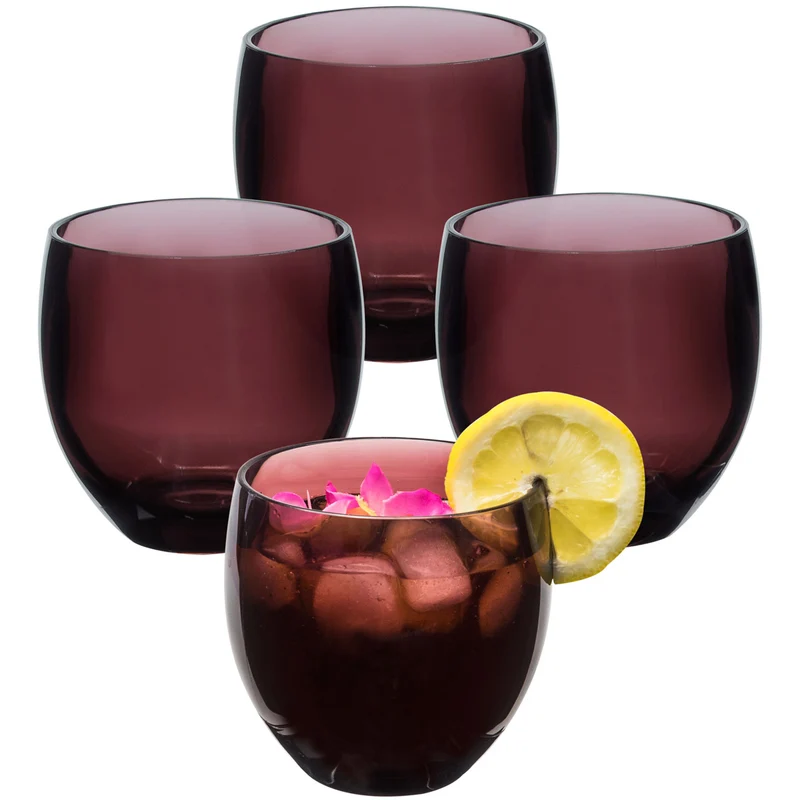 4x Campingglas aus Acryl 400ml - Weinglas ohne Stiel Acrylglas Wasserglas Kunststoff Camping Garten Echtglasoptik Picknick Becher Kinder Senioren Longdrink Coktail