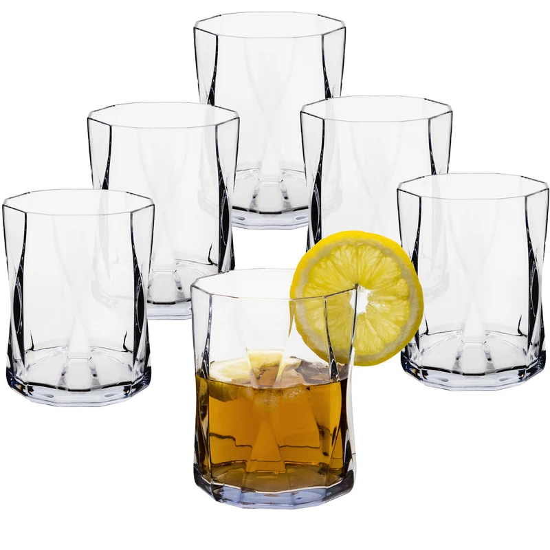 Campingglas aus Acryl 300ml/450ml bunt - 6 Personen - Trinkglas Acrylglas Wasserglas Kunststoff Camping Garten Echtglasoptik Picknick Becher Kinder Senioren Longdrink Coktail