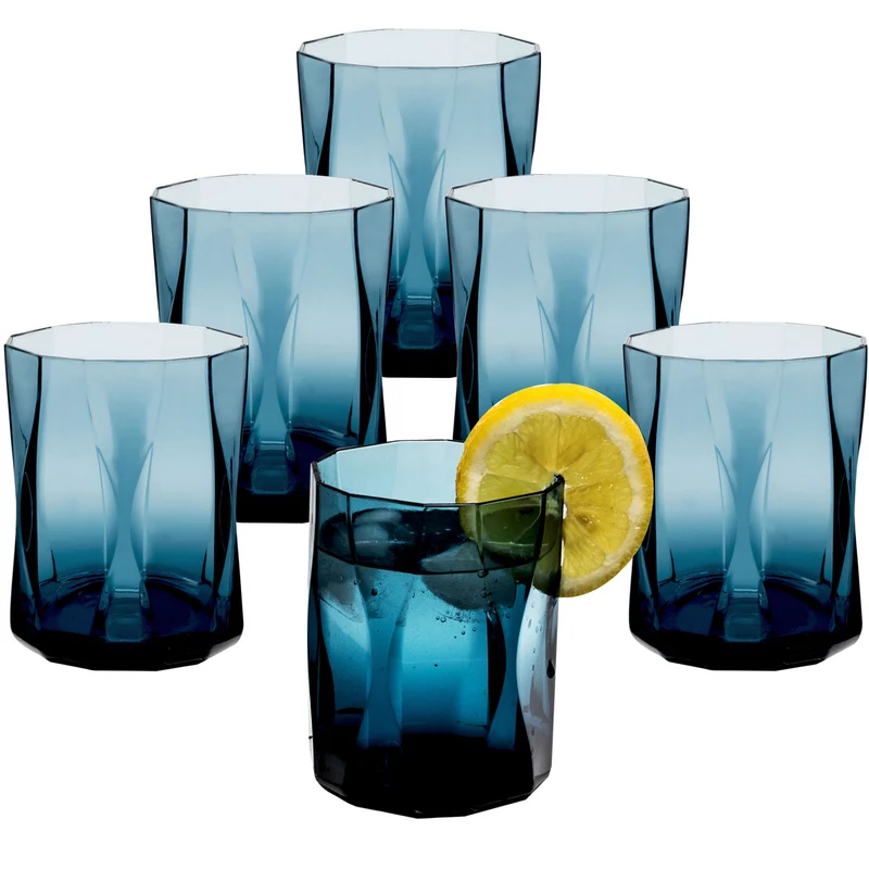 Campingglas aus Acryl 300ml/450ml bunt - 6 Personen - Trinkglas Acrylglas Wasserglas Kunststoff Camping Garten Echtglasoptik Picknick Becher Kinder Senioren Longdrink Coktail