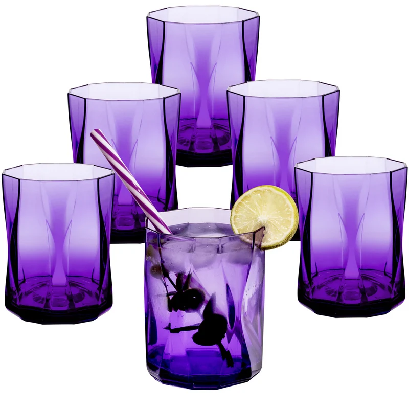 Campingglas aus Acryl 300ml/450ml bunt - 6 Personen - Trinkglas Acrylglas Wasserglas Kunststoff Camping Garten Echtglasoptik Picknick Becher Kinder Senioren Longdrink Coktail