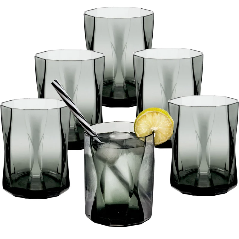 Campingglas aus Acryl 300ml/450ml bunt - 6 Personen - Trinkglas Acrylglas Wasserglas Kunststoff Camping Garten Echtglasoptik Picknick Becher Kinder Senioren Longdrink Coktail