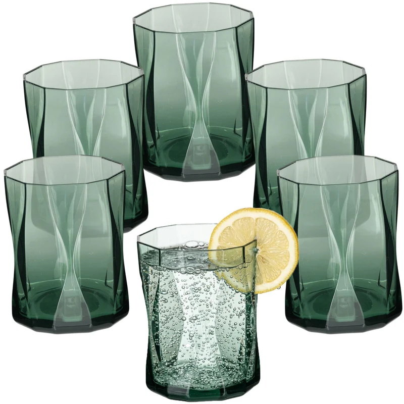 Campingglas aus Acryl 300ml/450ml bunt - 6 Personen - Trinkglas Acrylglas Wasserglas Kunststoff Camping Garten Echtglasoptik Picknick Becher Kinder Senioren Longdrink Coktail