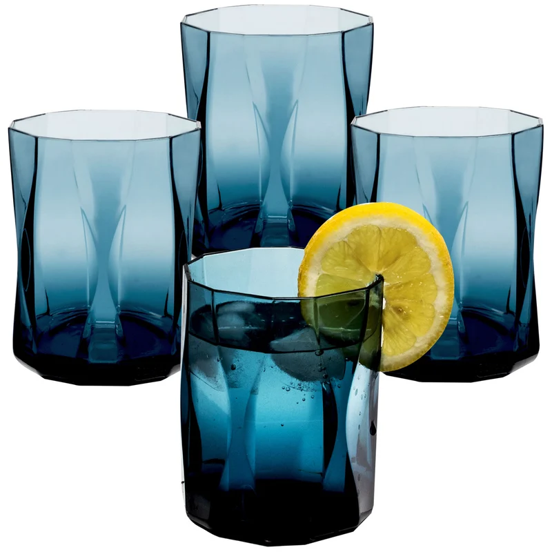 Campingglas aus Acryl 300ml/450ml bunt - 4 Personen - Trinkglas Acrylglas Wasserglas Kunststoff Camping Garten Echtglasoptik Picknick Becher Kinder Senioren Longdrink Coktail