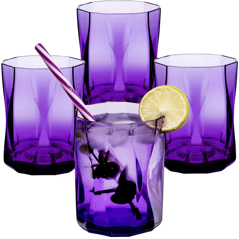 Campingglas aus Acryl 300ml/450ml bunt - 4 Personen - Trinkglas Acrylglas Wasserglas Kunststoff Camping Garten Echtglasoptik Picknick Becher Kinder Senioren Longdrink Coktail
