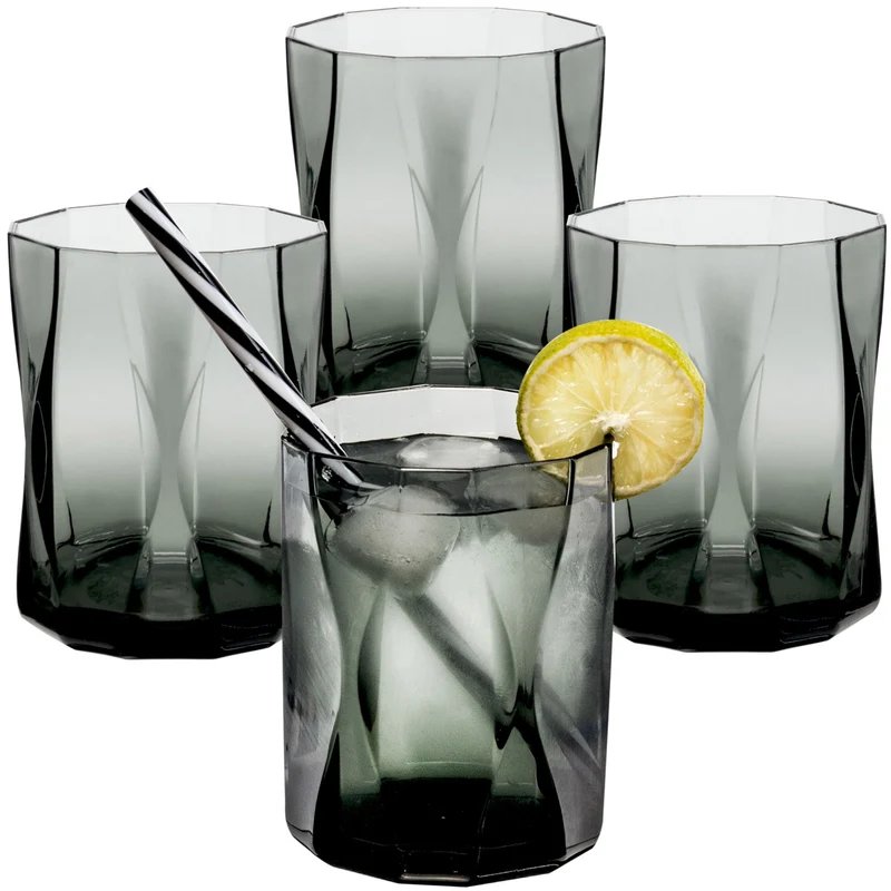 Campingglas aus Acryl 300ml/450ml bunt - 4 Personen - Trinkglas Acrylglas Wasserglas Kunststoff Camping Garten Echtglasoptik Picknick Becher Kinder Senioren Longdrink Coktail