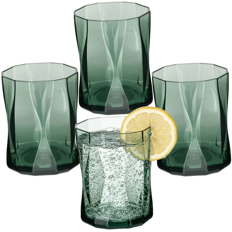 Campingglas aus Acryl 300ml/450ml bunt - 4 Personen - Trinkglas Acrylglas Wasserglas Kunststoff Camping Garten Echtglasoptik Picknick Becher Kinder Senioren Longdrink Coktail