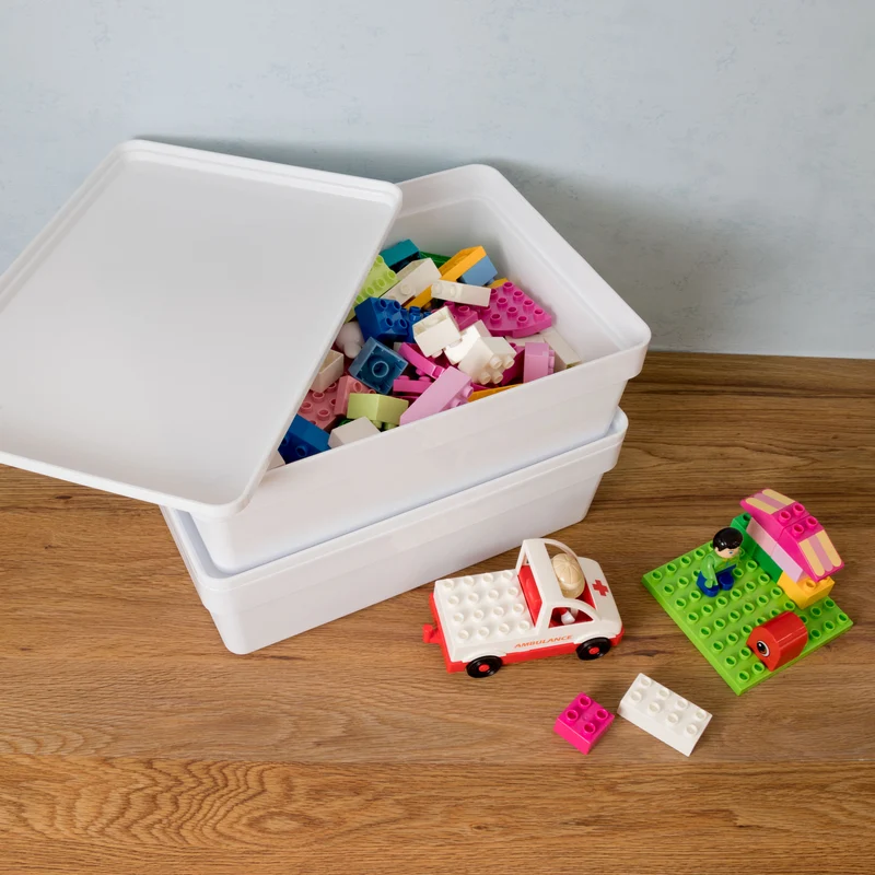 Ordnungsbox mit Deckel - stapelbar - DINA4-Format - 12 cm hoch 36,5x26x12 cm - 11 Liter - Ordnungskorb
