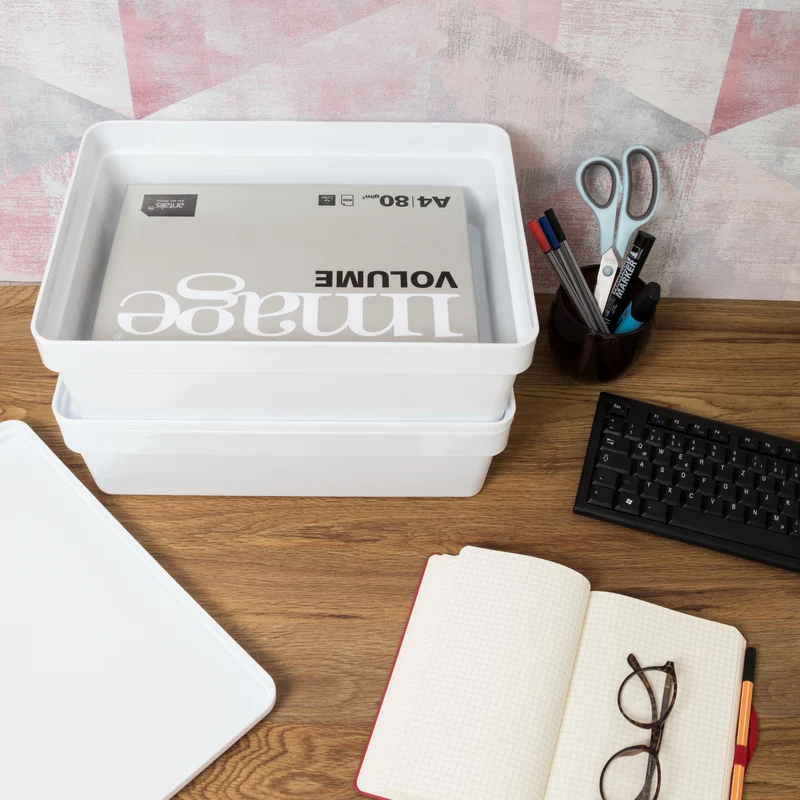 Ordnungsbox mit Deckel - stapelbar - DINA4-Format - 12 cm hoch 36,5x26x12 cm - 11 Liter - Ordnungskorb