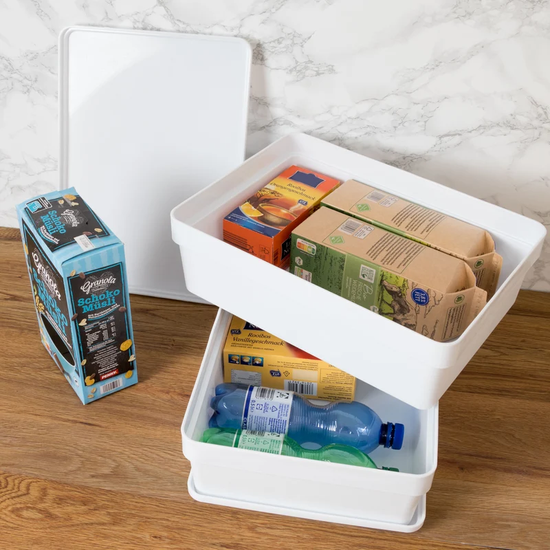 Ordnungsbox mit Deckel - stapelbar - DINA4-Format - 12 cm hoch 36,5x26x12 cm - 11 Liter - Ordnungskorb