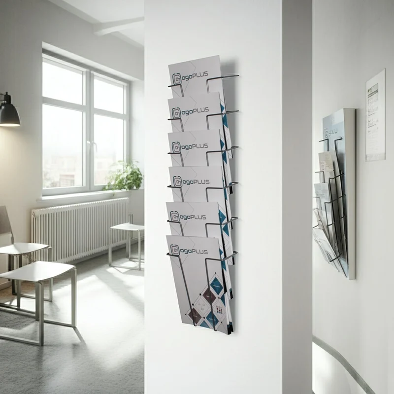 1 Stück 6 Fach Din A4 Metall Wandprospekthalter