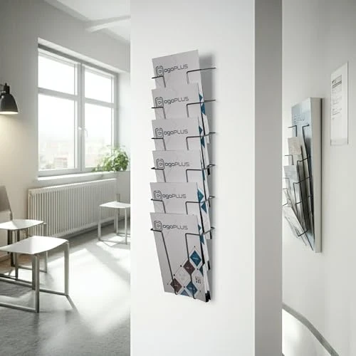 1 Stück 6 Fach Din A4 Metall Wandprospekthalter
