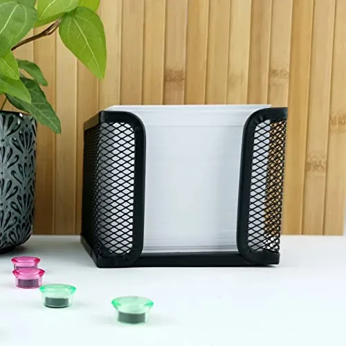 D.RECT KOMO Notizzettelbox – Praktischer Metall-Halter für Zettel – Schreibtisch-Organizer aus robustem Gitter, Schwarz