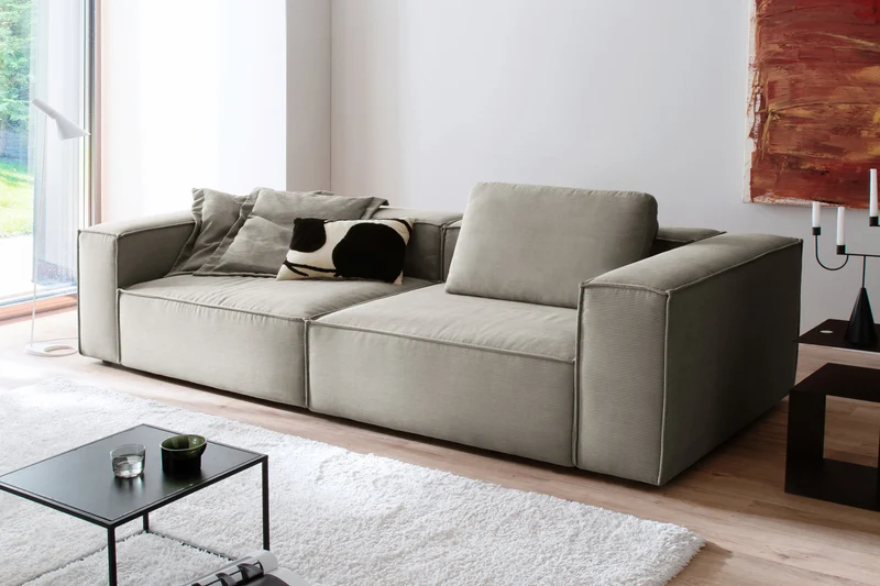 KAWOLA Sofa CARMO 3-Sitzer Feincord grau