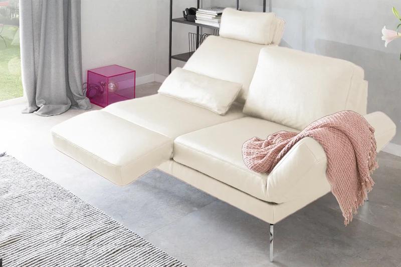 KAWOLA Sofa HURRICANE 2-Sitzer Leder weiß